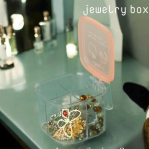 Multi – Purpose 4 Partition Jewelry & Spice Storage Box ✨☑️ Random Colours