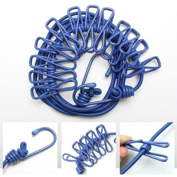 *Portable 12 Clip Clothing Rope*