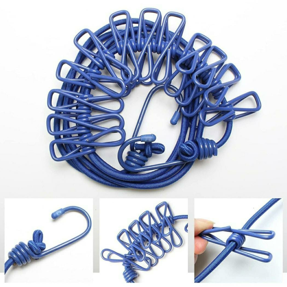 *Portable 12 Clip Clothing Rope*