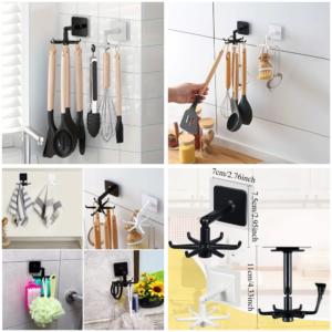Versatile Wall-Mounted Adjustable Folding Kitchen Hooks