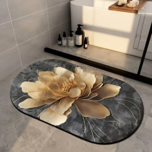 AntiSlip Door Mat Oval Shape for Home (Random Design)