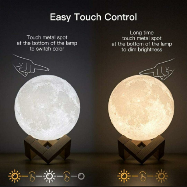 LED Night Light 3D Print Touch Moon Lamp - Image 6