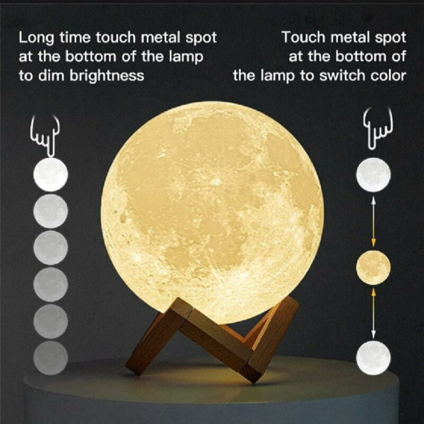 LED Night Light 3D Print Touch Moon Lamp - Image 5