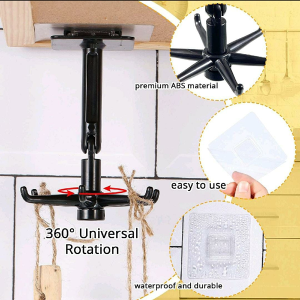 Versatile Wall-Mounted Adjustable Folding Kitchen Hooks - Image 5