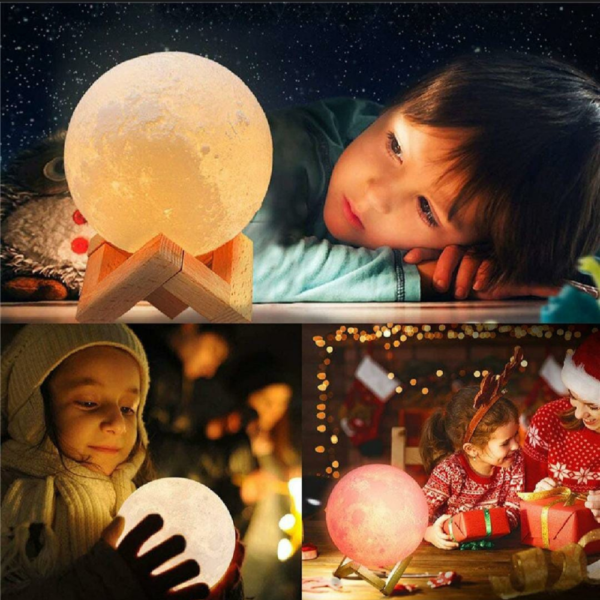 LED Night Light 3D Print Touch Moon Lamp - Image 3