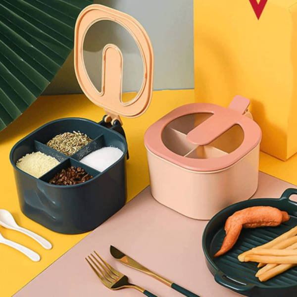 Multi purpose 4 In 1 Partition Seasoning Spice Box Random Colours - Image 2