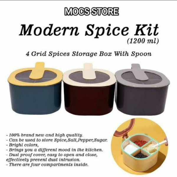 Multi purpose 4 In 1 Partition Seasoning Spice Box Random Colours - Image 3