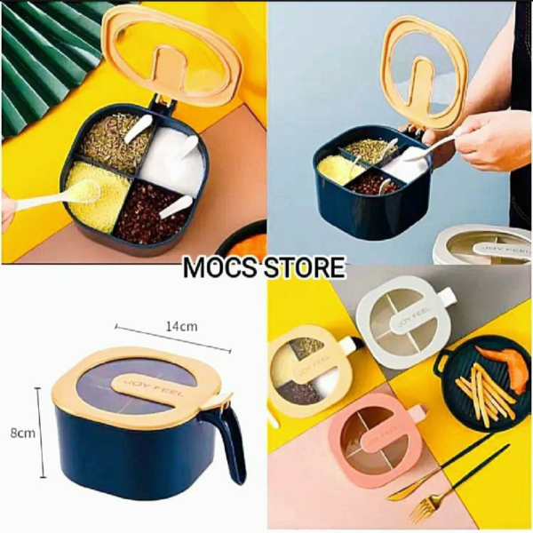 Multi purpose 4 In 1 Partition Seasoning Spice Box Random Colours - Image 4