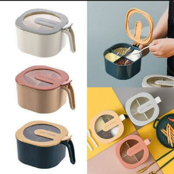 Multi purpose 4 In 1 Partition Seasoning Spice Box Random Colours