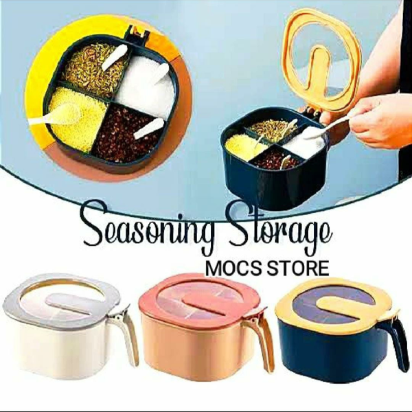 Multi purpose 4 In 1 Partition Seasoning Spice Box Random Colours - Image 5
