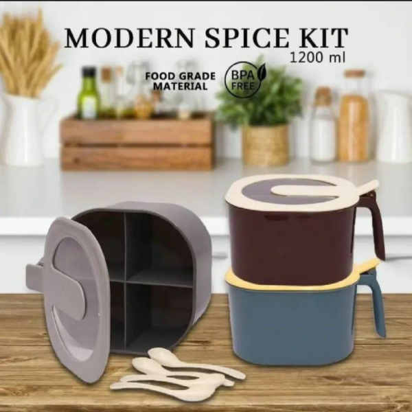 Multi purpose 4 In 1 Partition Seasoning Spice Box Random Colours - Image 6