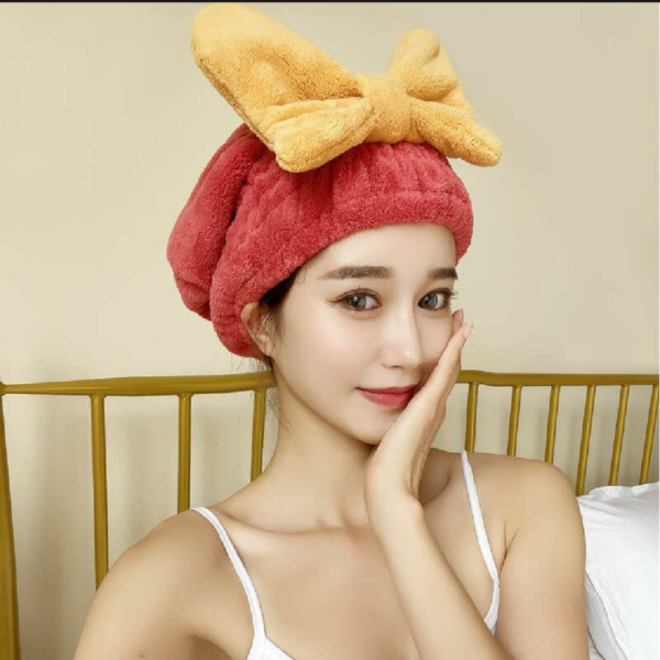 Water-Absorbent Thickened Bow Shower Cap - Image 3