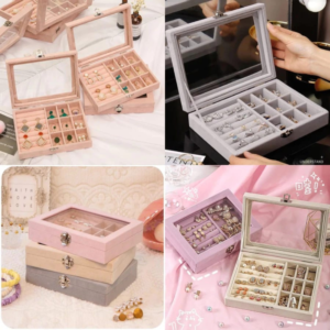 Jewelry Box Compartments With Transparent Lid (Random Color)