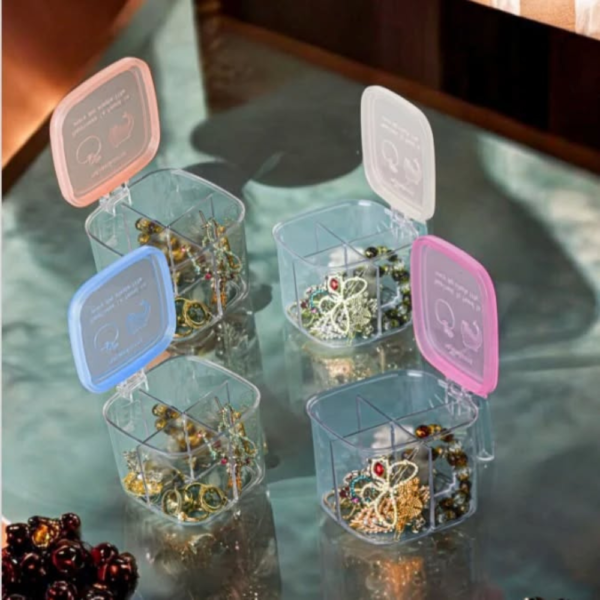 Multi – Purpose 4 Partition Jewelry & Spice Storage Box ✨☑️ Random Colours - Image 2