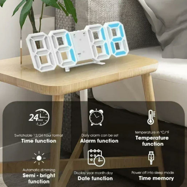 3D LED Digital Alarm Clock Wall Hanging - Image 7