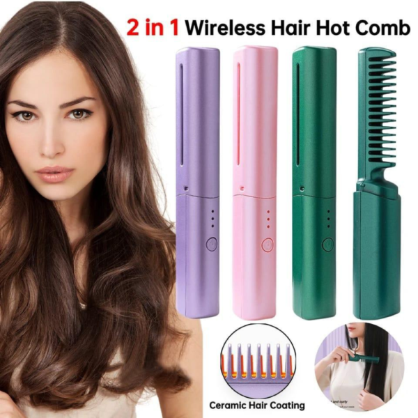 Rechargeable Travel Comb Hair Straightener - Image 6