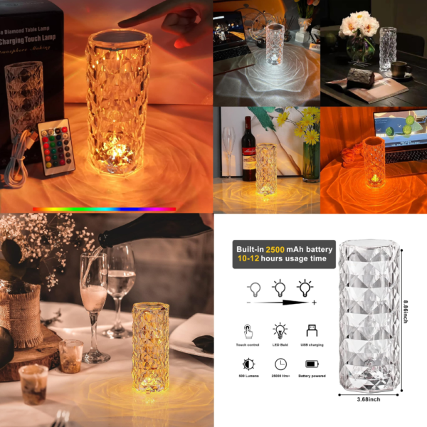 Enchanting Rose Crystal Lamp - Image 2