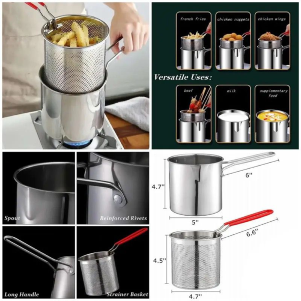 Stainless Steel Deep Fryer Pot With Stainer - Image 2
