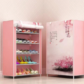 Multipurpose Portable Folding Shoe Rack 6 Layer Organizer with Cover