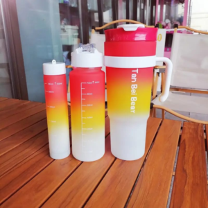 3pcs Leak-Proof Gradient Plastic Water Bottles Set,
