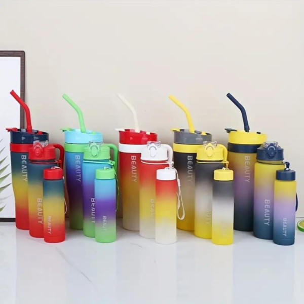 3pcs Leak-Proof Gradient Plastic Water Bottles Set, - Image 3