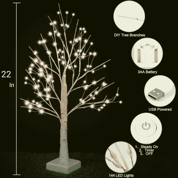 LED Tree Lights Lamp, DIY Artificial Tree Lamp Timer Cell - Image 5