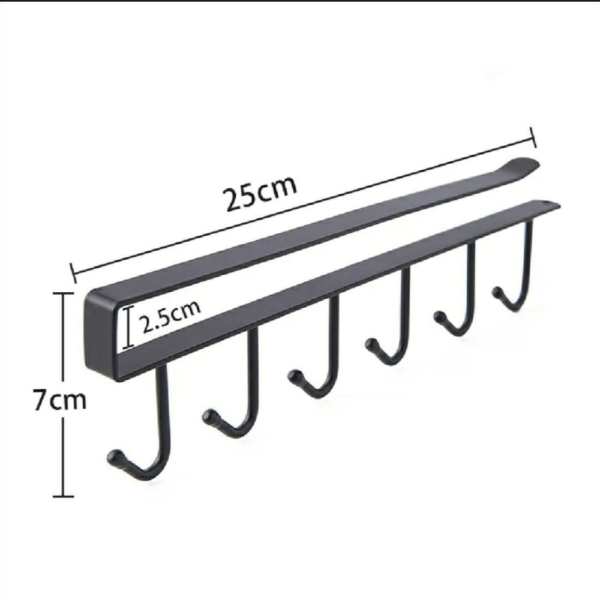 6 Iron Hook Under Cabinet Mug Holder - Image 2