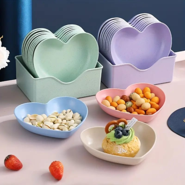 10 Pcs Heart Shaped Serving Tray, Fruit Plate, Dessert Plate