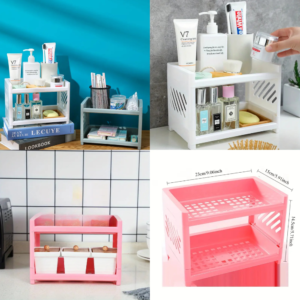 2-Tier Plastic Storage Rack for Bathroom & Kitchen Countertop