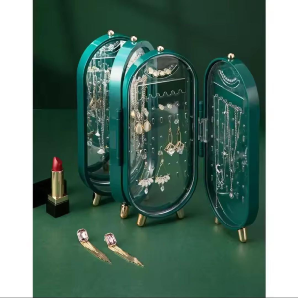 Foldable 4 compartments jewelry organizer with mirror - Image 2