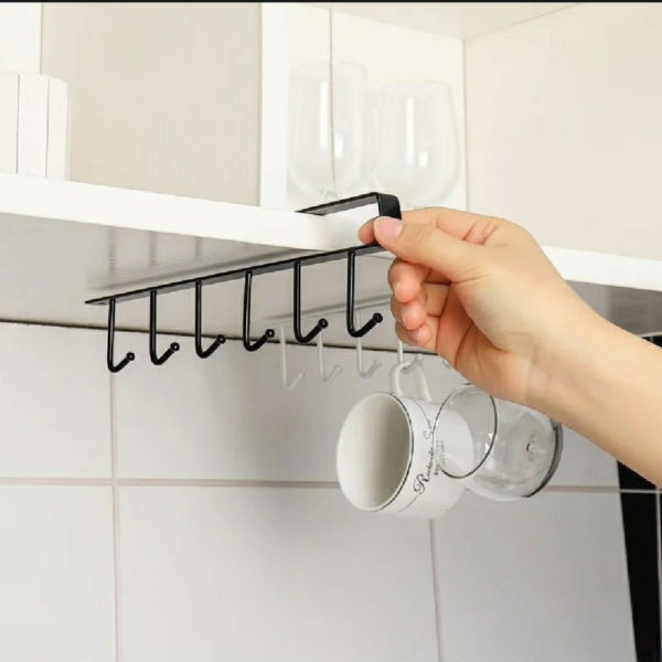 6 Iron Hook Under Cabinet Mug Holder - Image 4