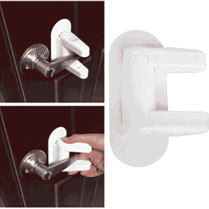 Door Lever Lock, ABS Child Safety Door Lock with 3M Adhesive