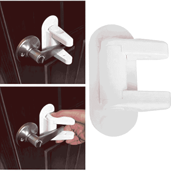 Door Lever Lock, ABS Child Safety Door Lock with 3M Adhesive
