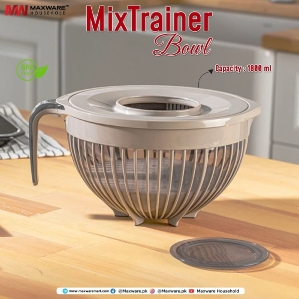 MixTrainer Bowl (1800ml) Mixing Bowl + Strainer - Image 5