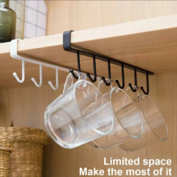 6 Iron Hook Under Cabinet Mug Holder - Image 5