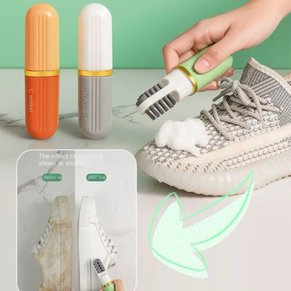 3in1 Shoe Brush with Dispensing Bottles Soft Bristled Wash Shoe Cleaning - Image 2