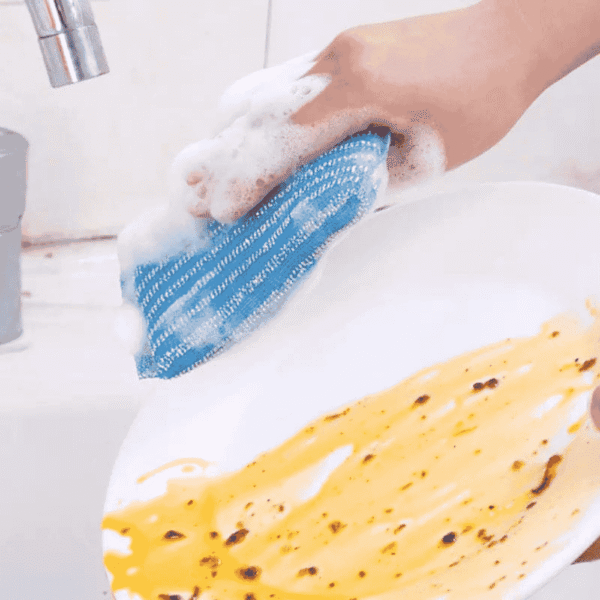 Set Of 4 Kitchen Dishwashing Sponge Fabric, Washcloths Scouring Pads, - Image 4