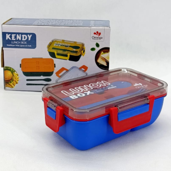 Plastic Kendy 2-Portion Tiffin & Lunch Box with Spoon and Fork - Image 2