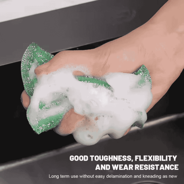 Set Of 4 Kitchen Dishwashing Sponge Fabric, Washcloths Scouring Pads, - Image 3
