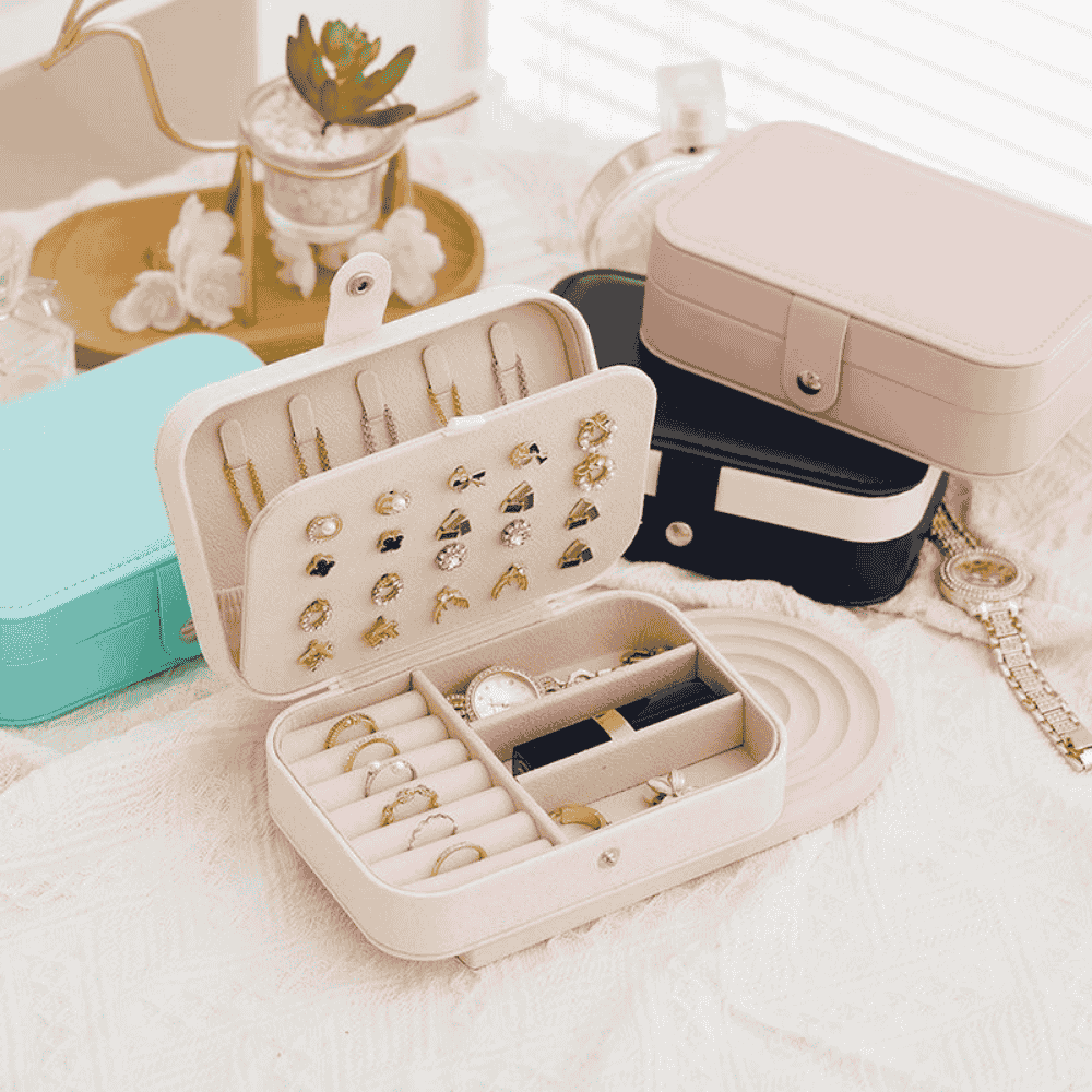 Jewelry Earring Ring Necklace Storage Box Travel Jewelry Case - Image 2