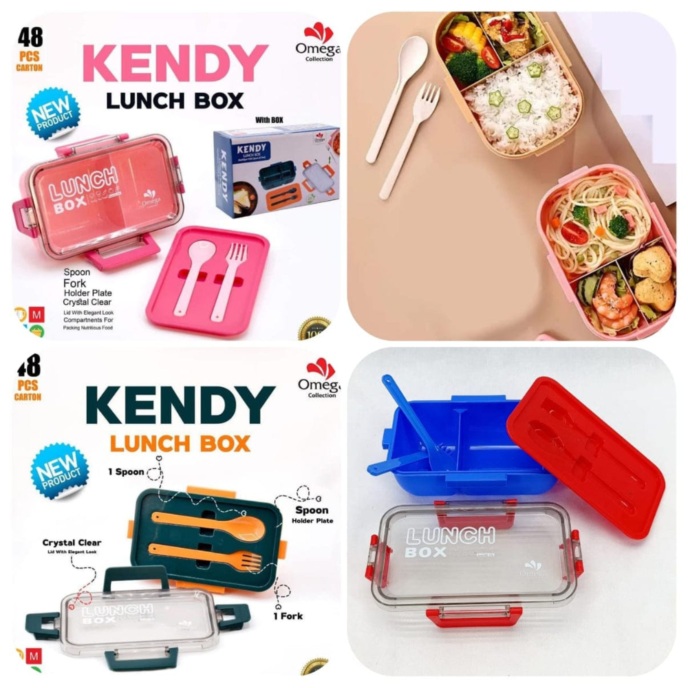 Plastic Kendy 2-Portion Tiffin & Lunch Box with Spoon and Fork