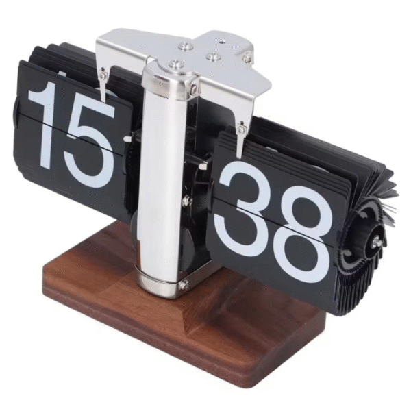 Flip Table Clock Silver Premium Matel And Wood - Image 10