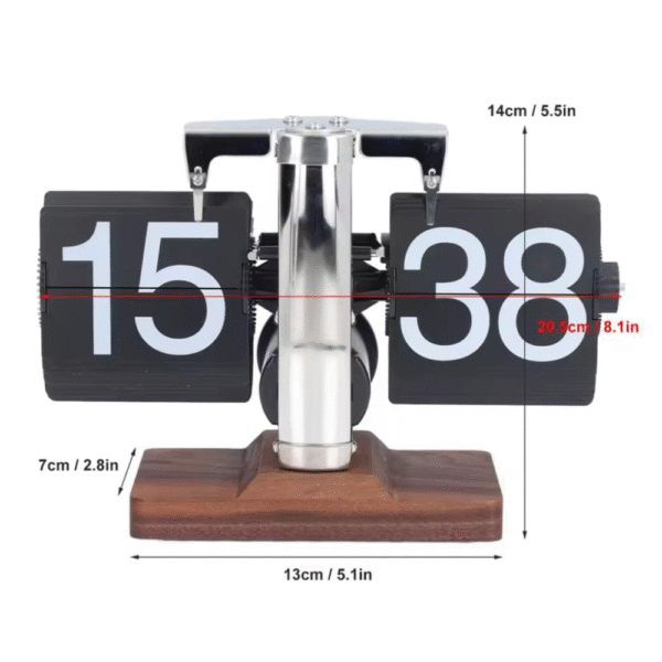 Flip Table Clock Silver Premium Matel And Wood - Image 8