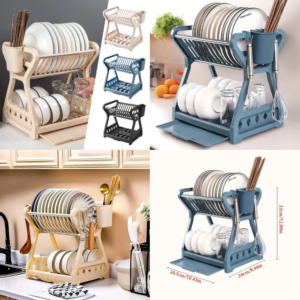 Dish Rack Dishwasher Drying Stand Double Layer Tray Organizer