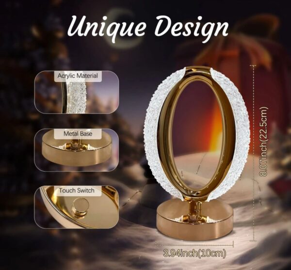 3 Color Modern and Simple Iron Crystal Table lamp - Image 3