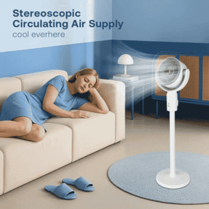 Air Circulation Floor Fan with Night Light Desktop Fan with Detachable Rod  Wind Speed