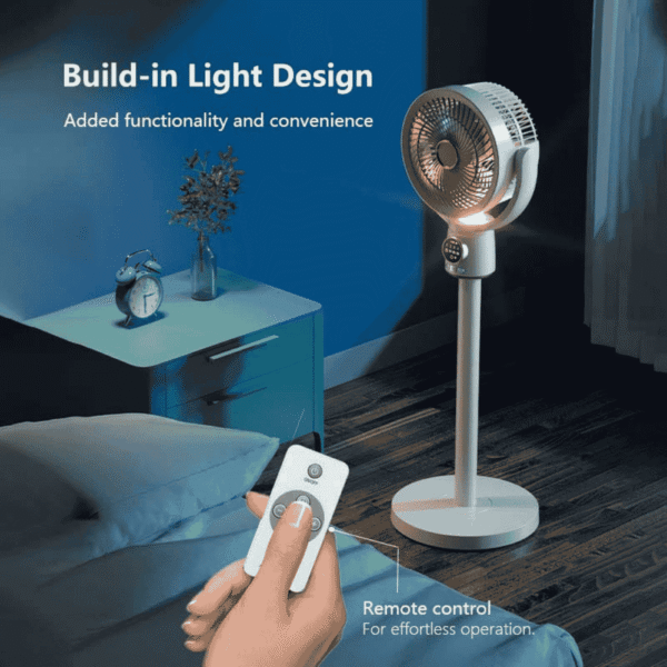 Air Circulation Floor Fan with Night Light Desktop Fan with Detachable Rod  Wind Speed - Image 3