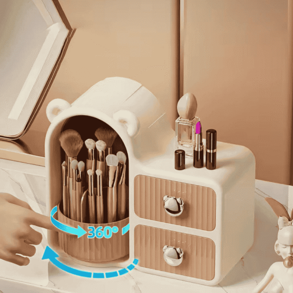 Bear Cosmetics storage organizer with rotatable brush holder and 2 drawers - Image 7