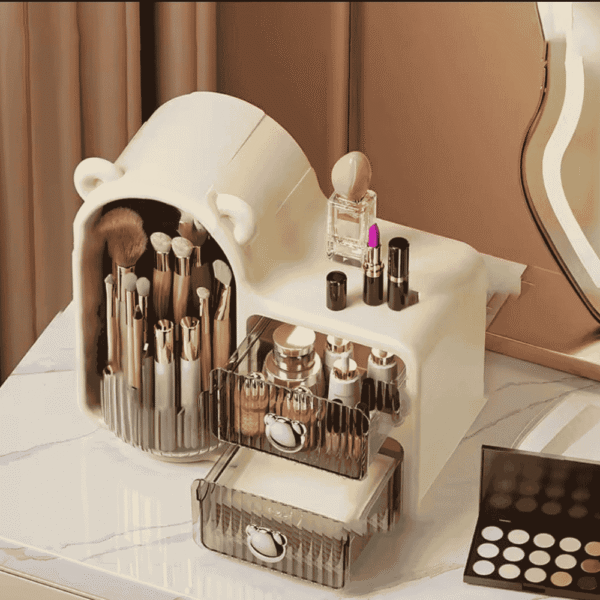 Bear Cosmetics storage organizer with rotatable brush holder and 2 drawers - Image 6