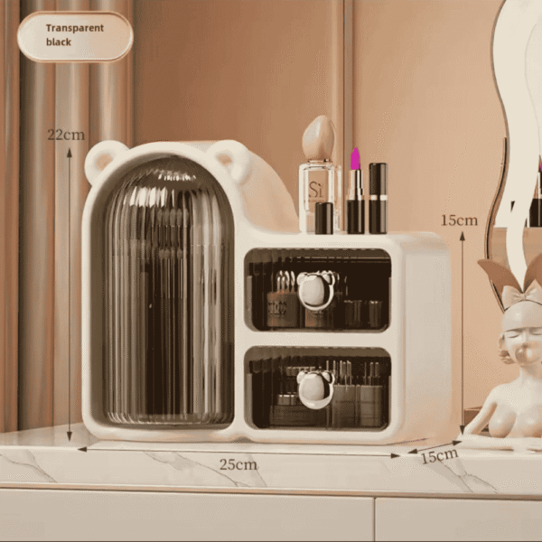 Bear Cosmetics storage organizer with rotatable brush holder and 2 drawers - Image 5